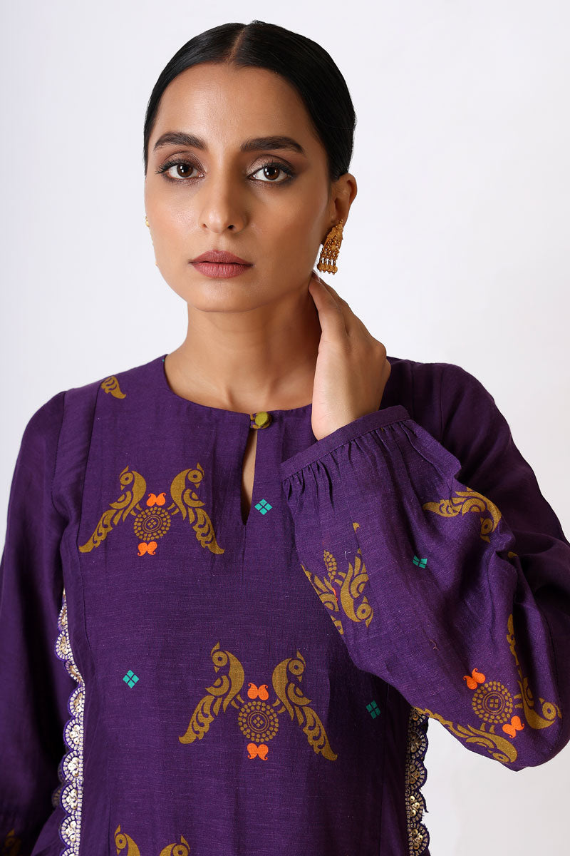 PRATEETI PLEATED PURPLE DRESS