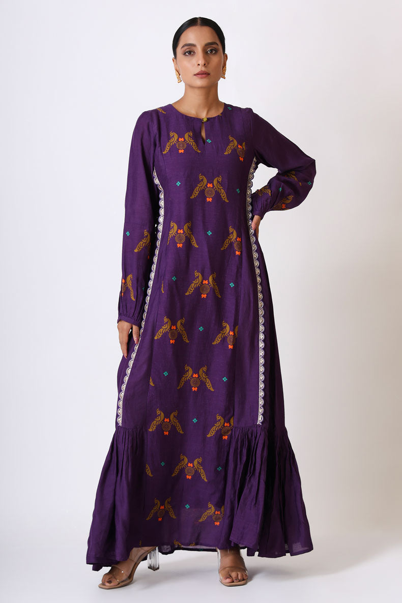 PRATEETI PLEATED PURPLE DRESS