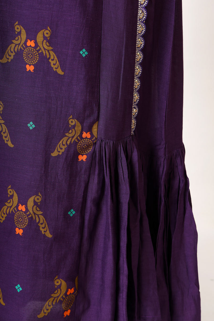 PRATEETI PLEATED PURPLE DRESS