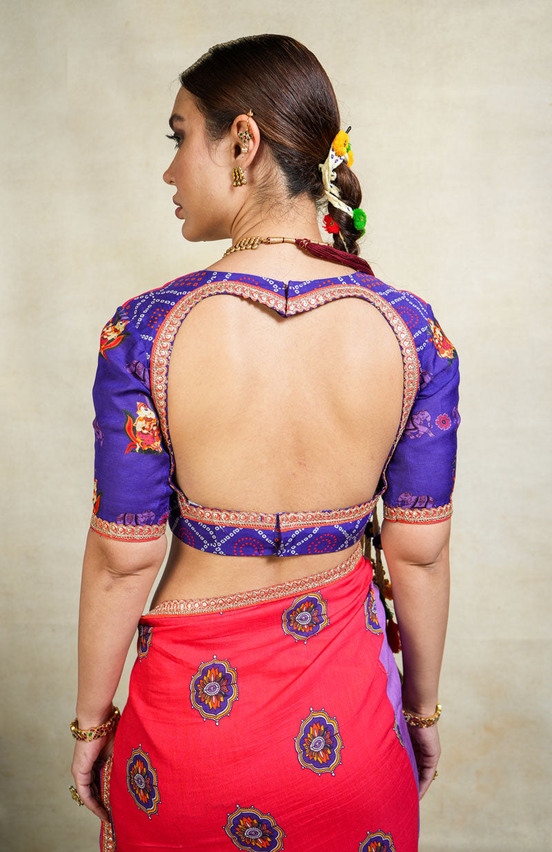 MITHU-GAJANAN PURPLE PATCHWORK SAREE