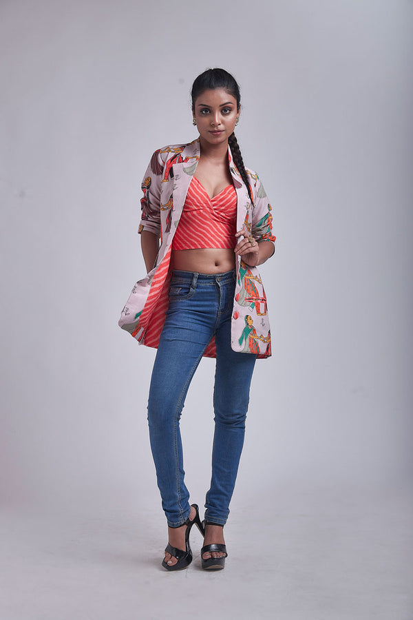 Phugadi rose-pink jacket + bralette Set