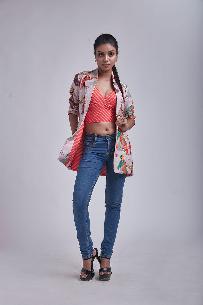 Phugadi rose-pink jacket + bralette Set