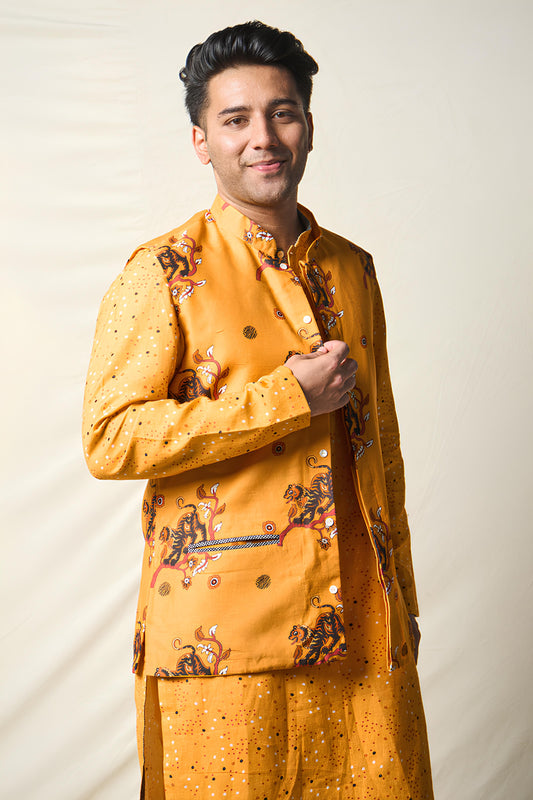 RAKSHAK SET OF 3 ( KURTA +PANT+ jACKET ) MAN