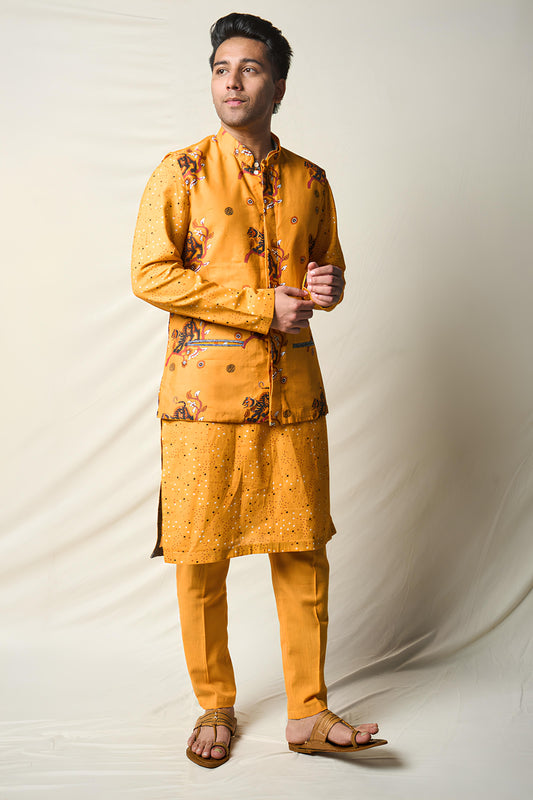 RAKSHAK SET OF 3 ( KURTA +PANT+ jACKET ) MAN
