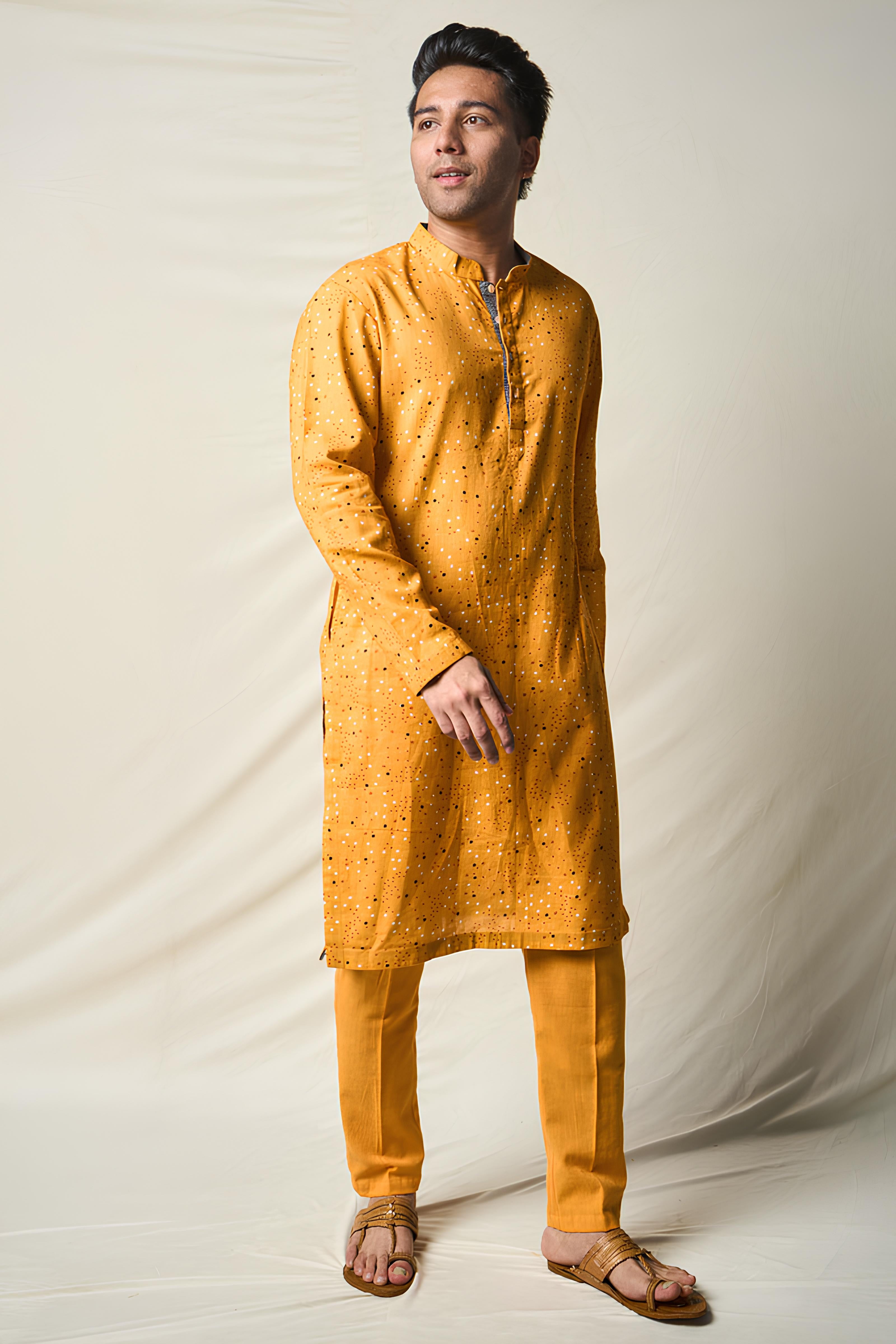 SUKH VANA BINDU YELLOW (set of 2 kurta + pant ) MAN