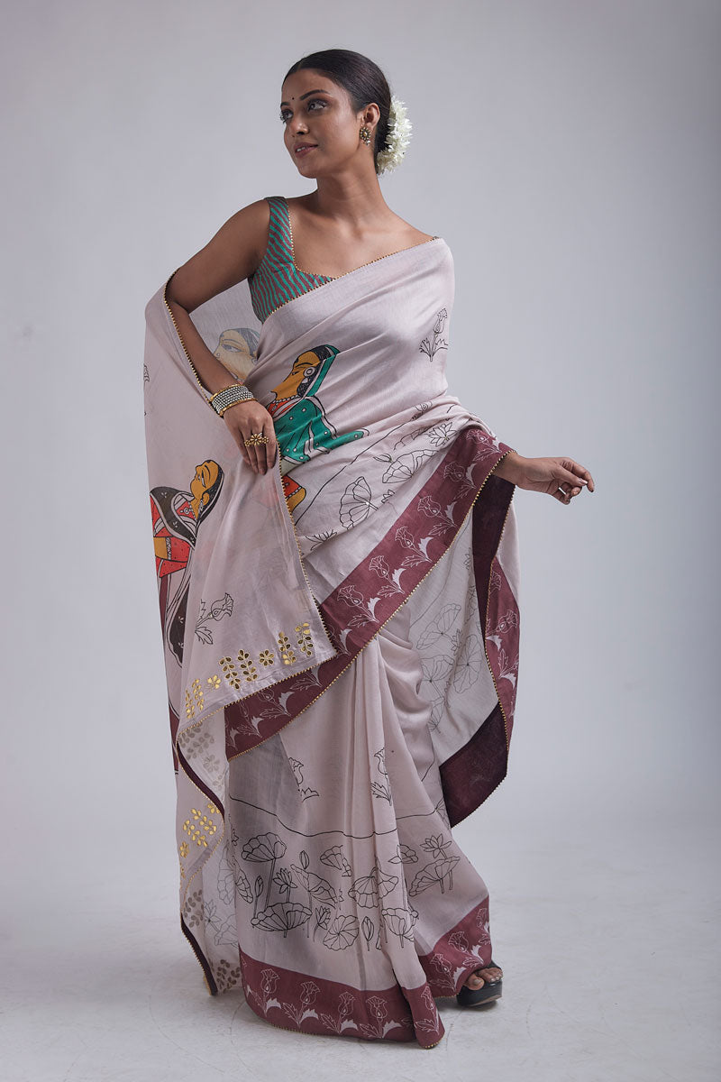 Rose Pink Puhgadi saree