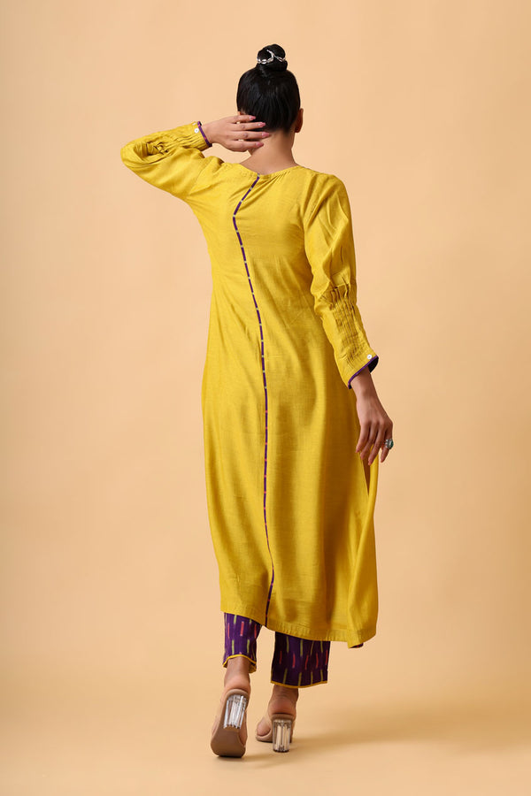 SAUNDARYA LEMON KURTA PANT SET