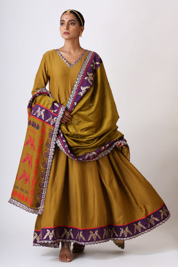 SMRITI OLIVE ANARKALI SET (set of 2)
