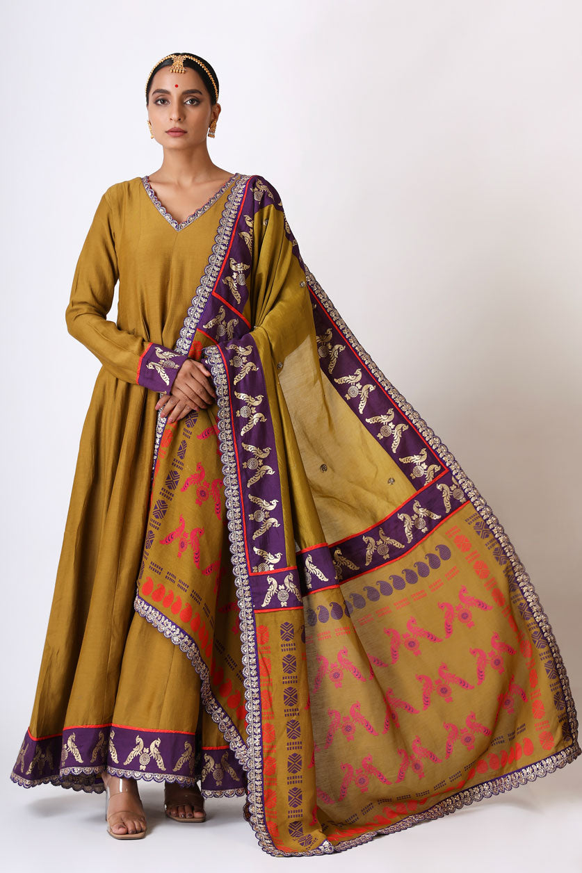 SMRITI OLIVE ANARKALI SET (set of 2)