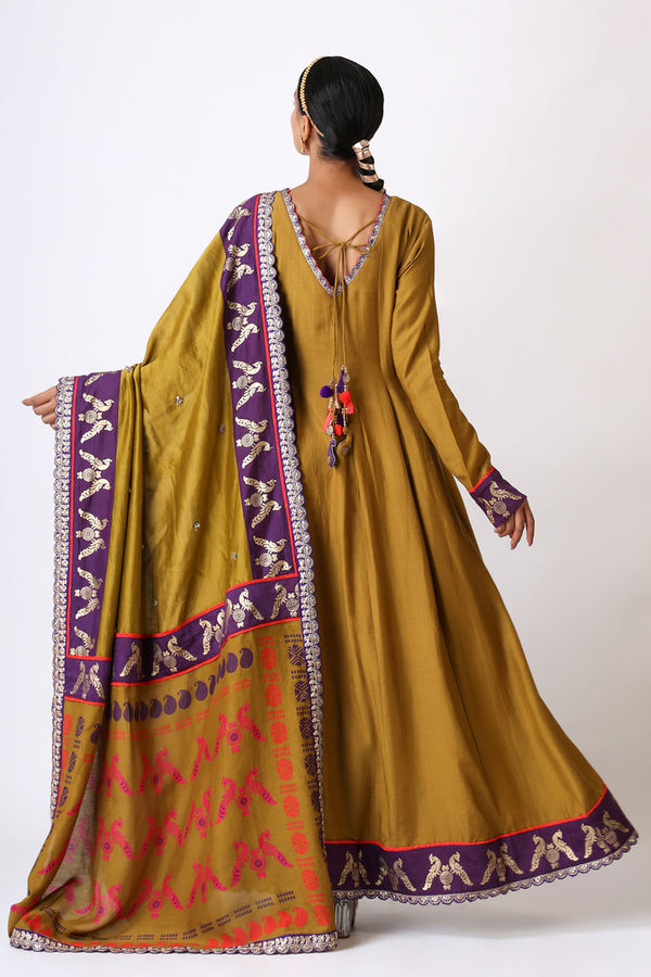 SMRITI OLIVE ANARKALI SET (set of 2)