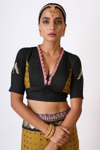 SMRITI OLIVE BLACK SAREE
