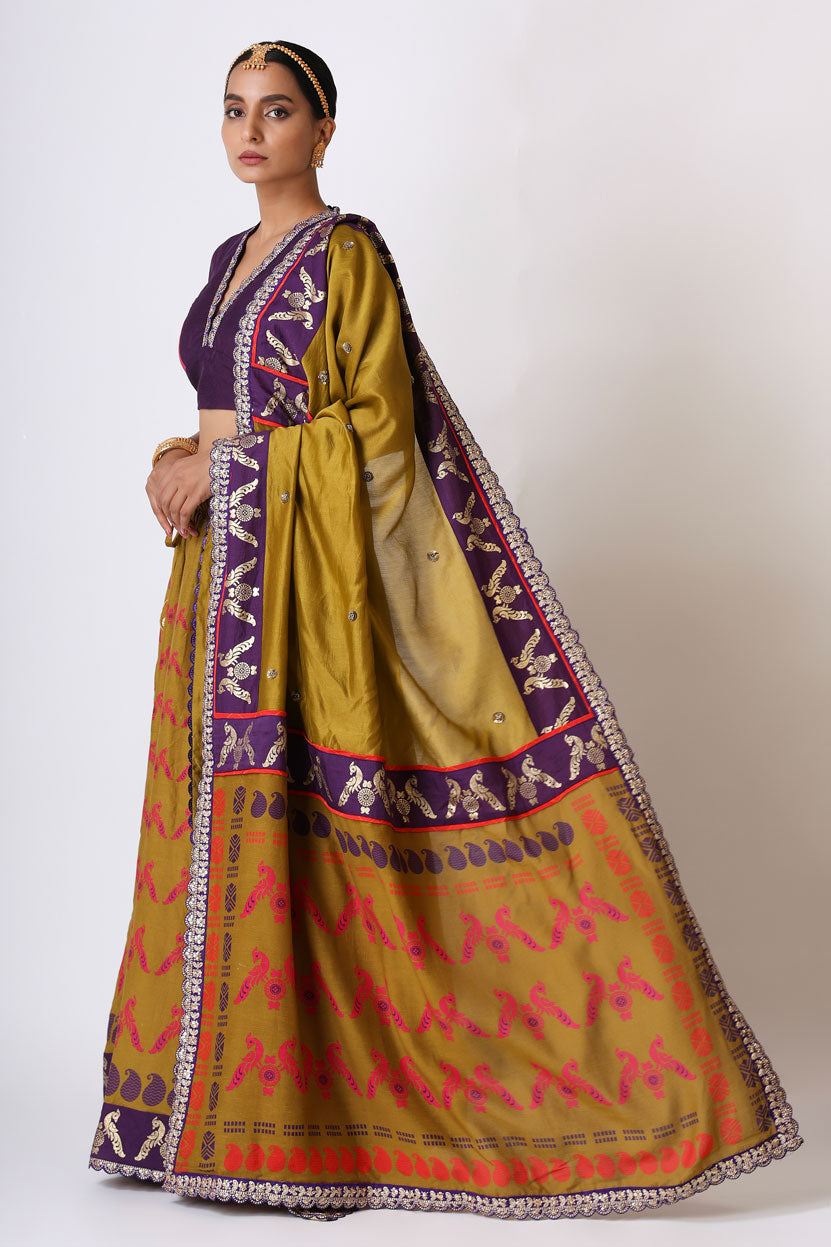 SMRITI OLIVE EMBROIDERED DUPATTA