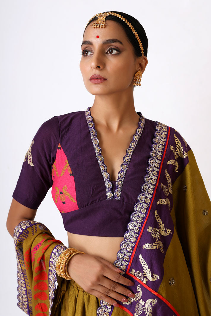 SMRITI OLIVE EMBROIDERED DUPATTA