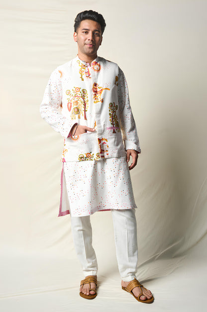 SUKH VANA BINDU WHITE (set of 2 kurta + pant ) MAN