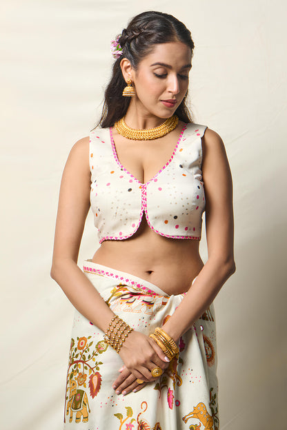 SUKH VANA WHITE SAREE