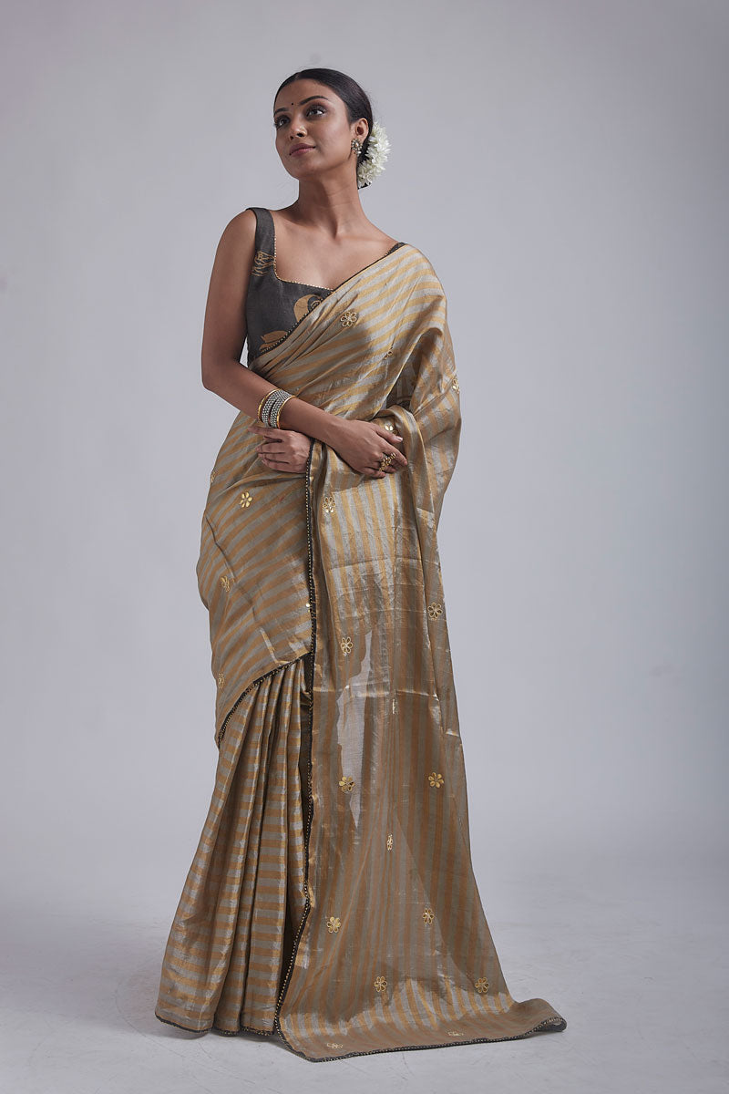 Silver-Gold tissue saree