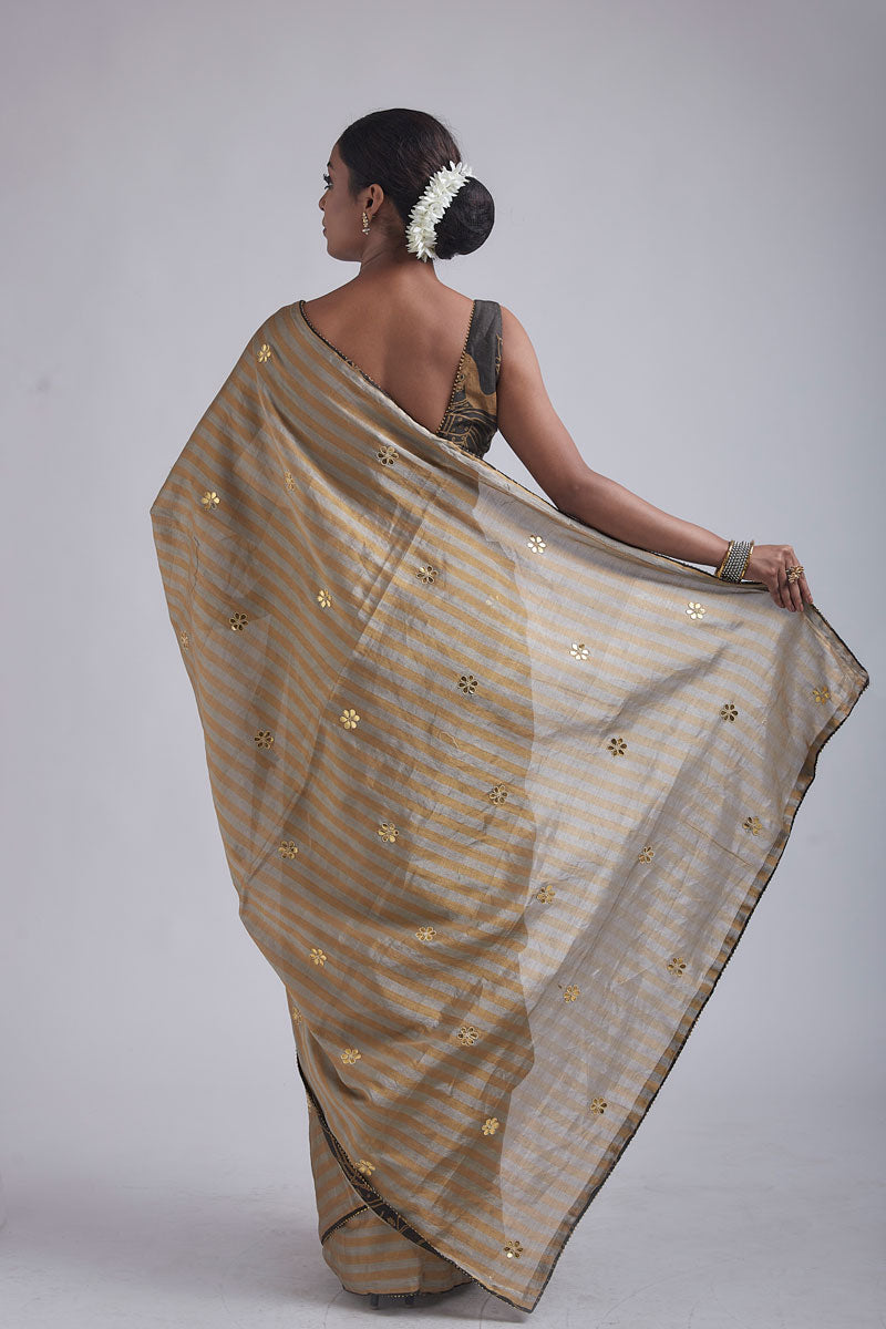 Silver-Gold tissue saree
