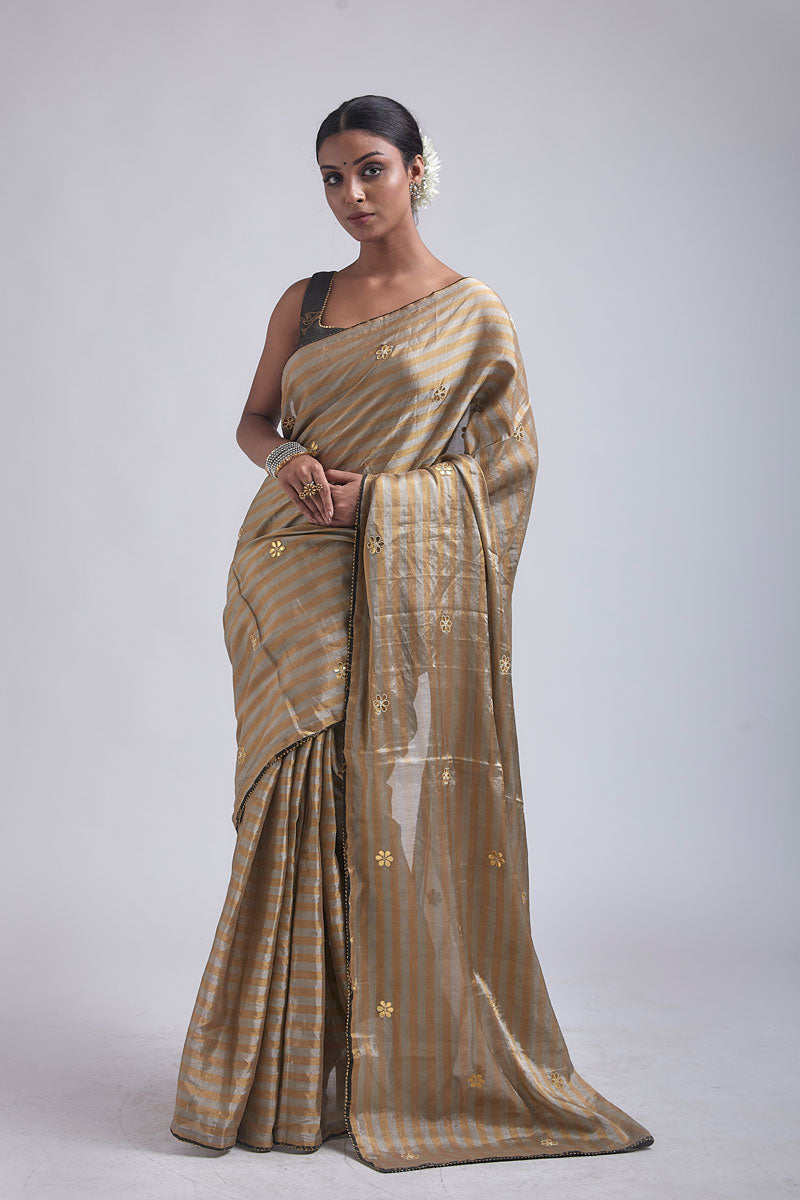 Silver-Gold tissue saree