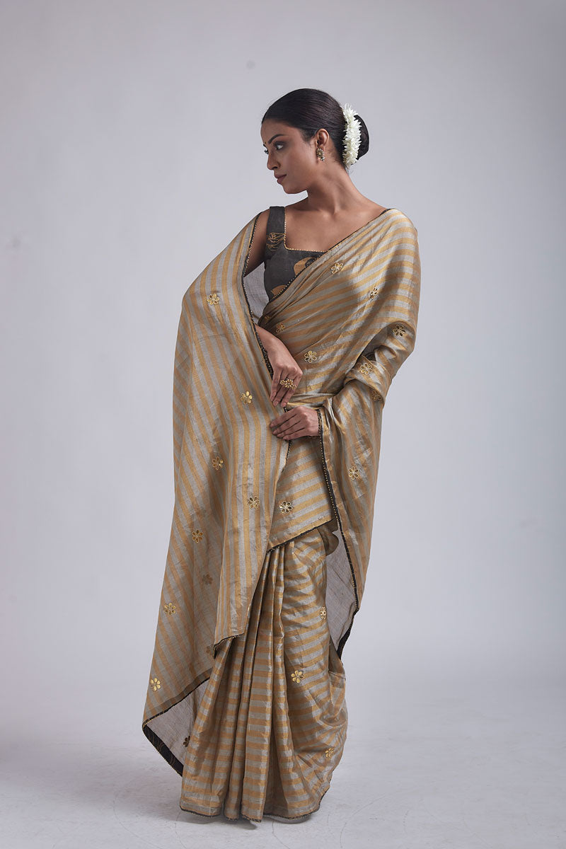 Silver-Gold tissue saree