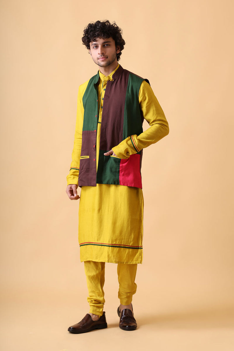 VARSHA LEMON  SET OF 3 ( kurta + churidar + jacket ) (Copy)