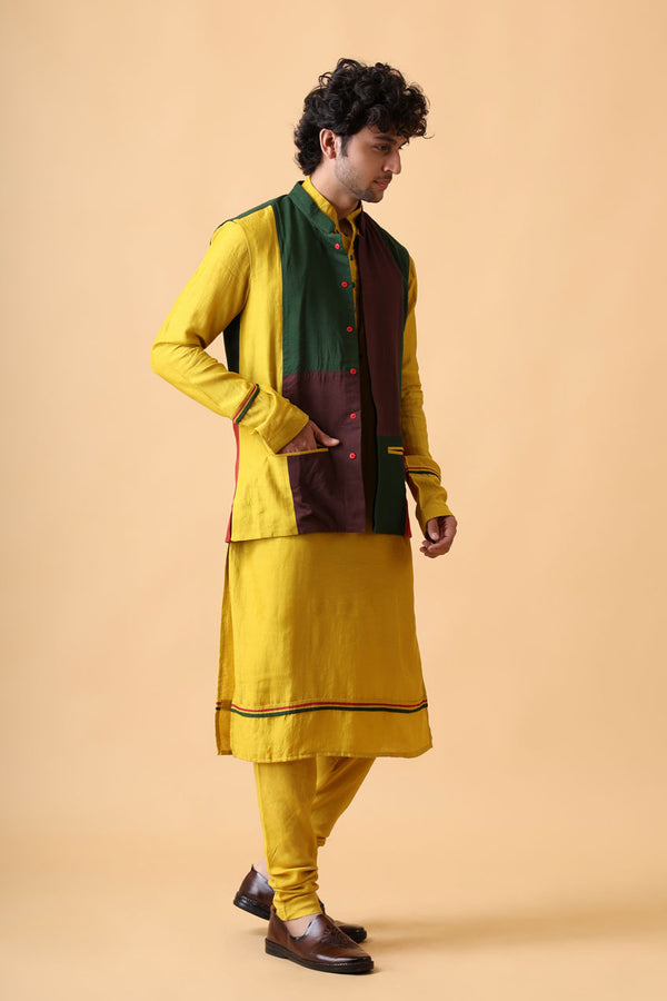 VARSHA LEMON  SET OF 3 ( kurta + churidar + jacket ) (Copy)