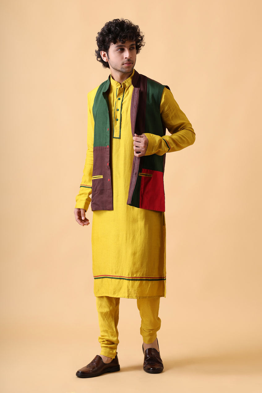 VARSHA LEMON  SET OF 3 ( kurta + churidar + jacket ) (Copy)