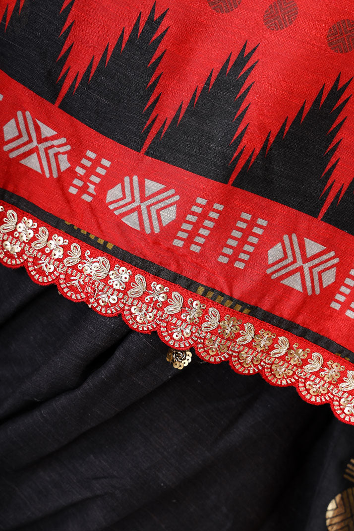 SANGHARSH BLACK RED SAREE
