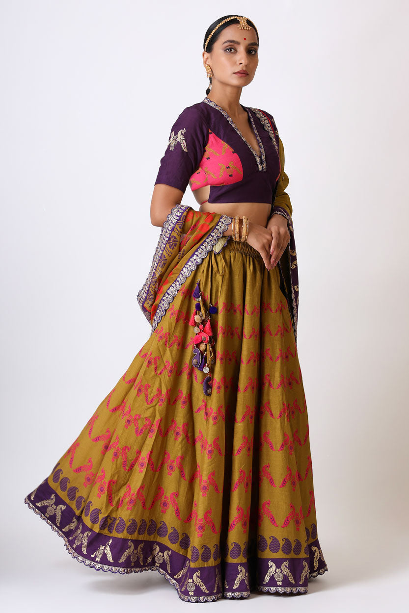 SMRITI OLIVE LEHENGA ( SET OF 3)