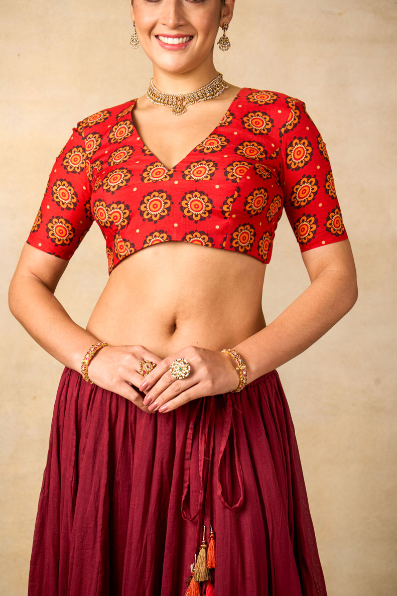 Ram Charit maroon lehenga set (SET OF 3)