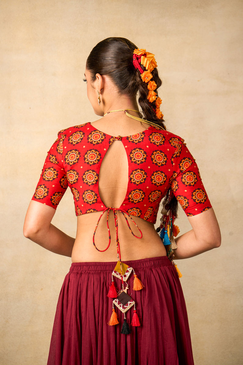 Ram Charit maroon lehenga set (SET OF 3)