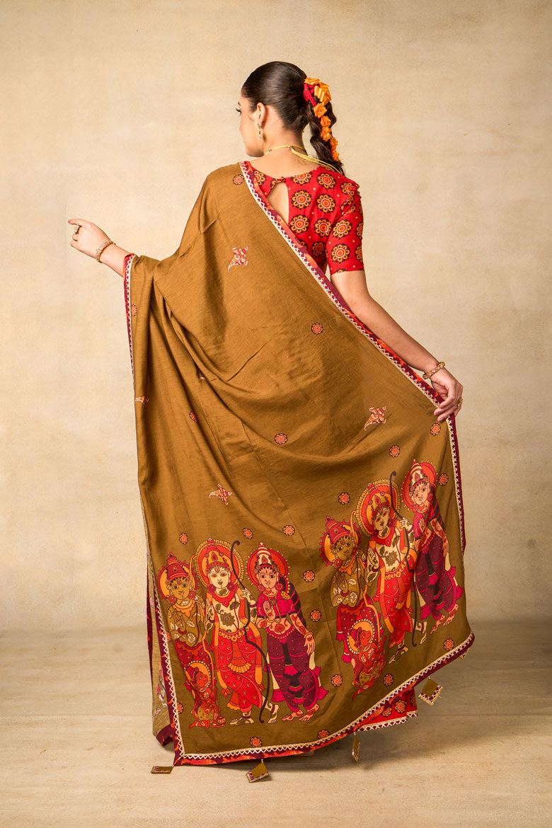 Ram Charit maroon lehenga set (SET OF 3)