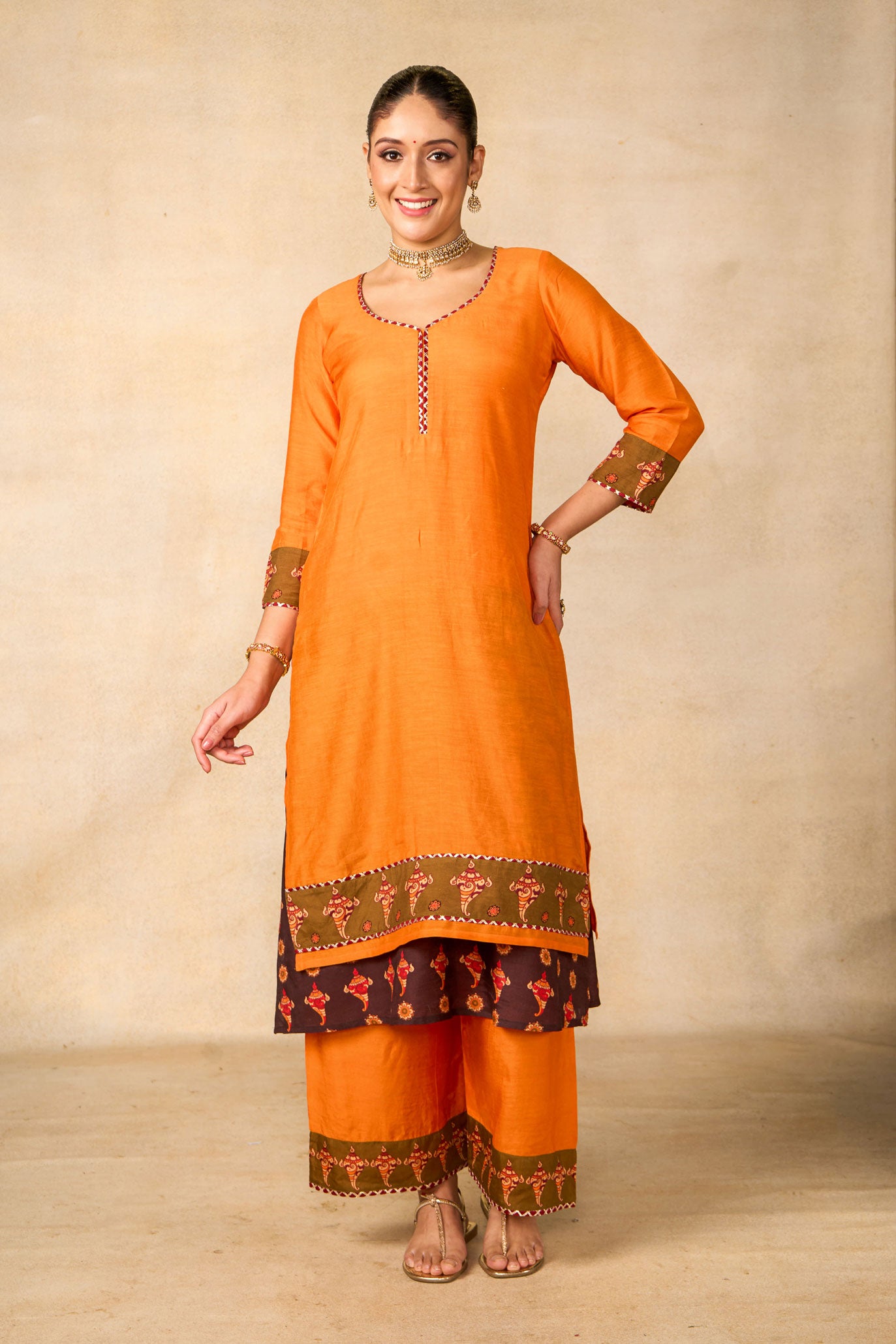 Janaki Jaal mango set of 3 ( kurta + palazzo + dupatta )
