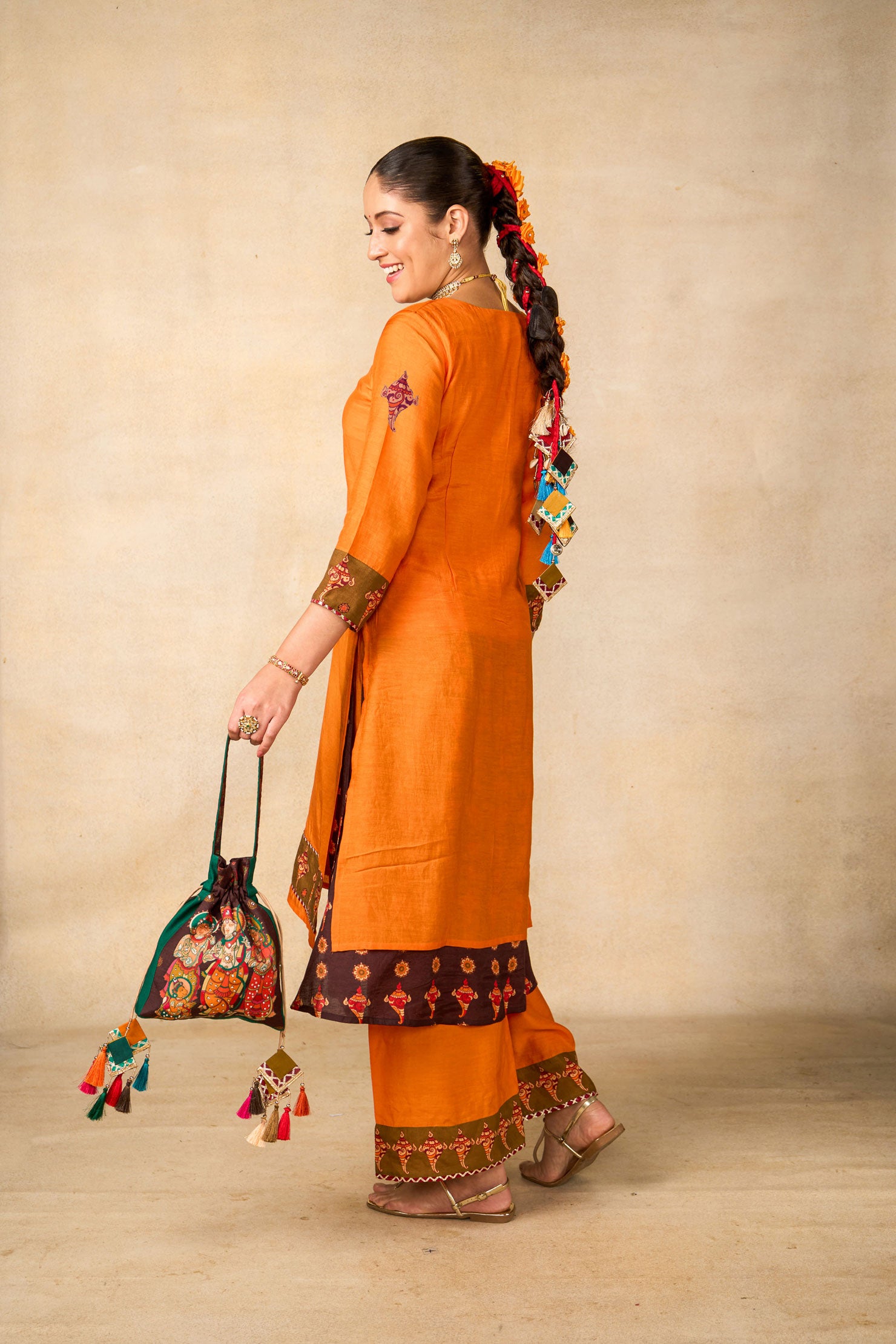 Janaki Jaal mango set of 3 ( kurta + palazzo + dupatta )