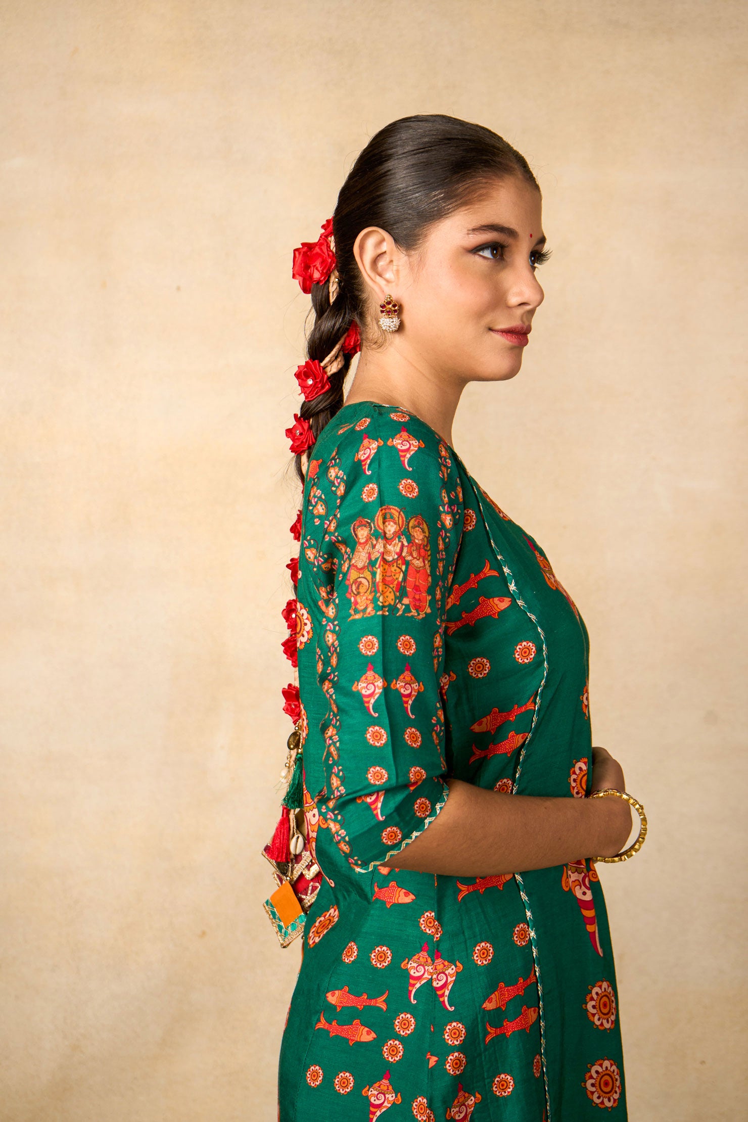 Samudra sutra teal set of 2 ( kurta + palazzo )