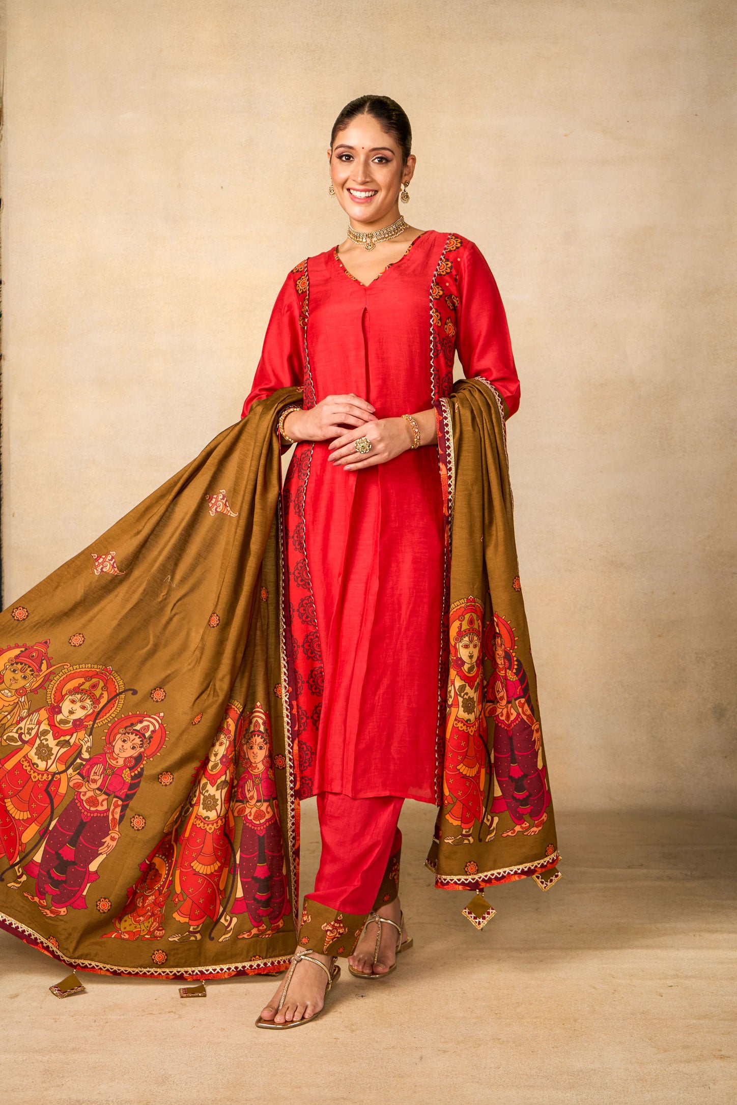 Sita Ram Anant olive dupatta