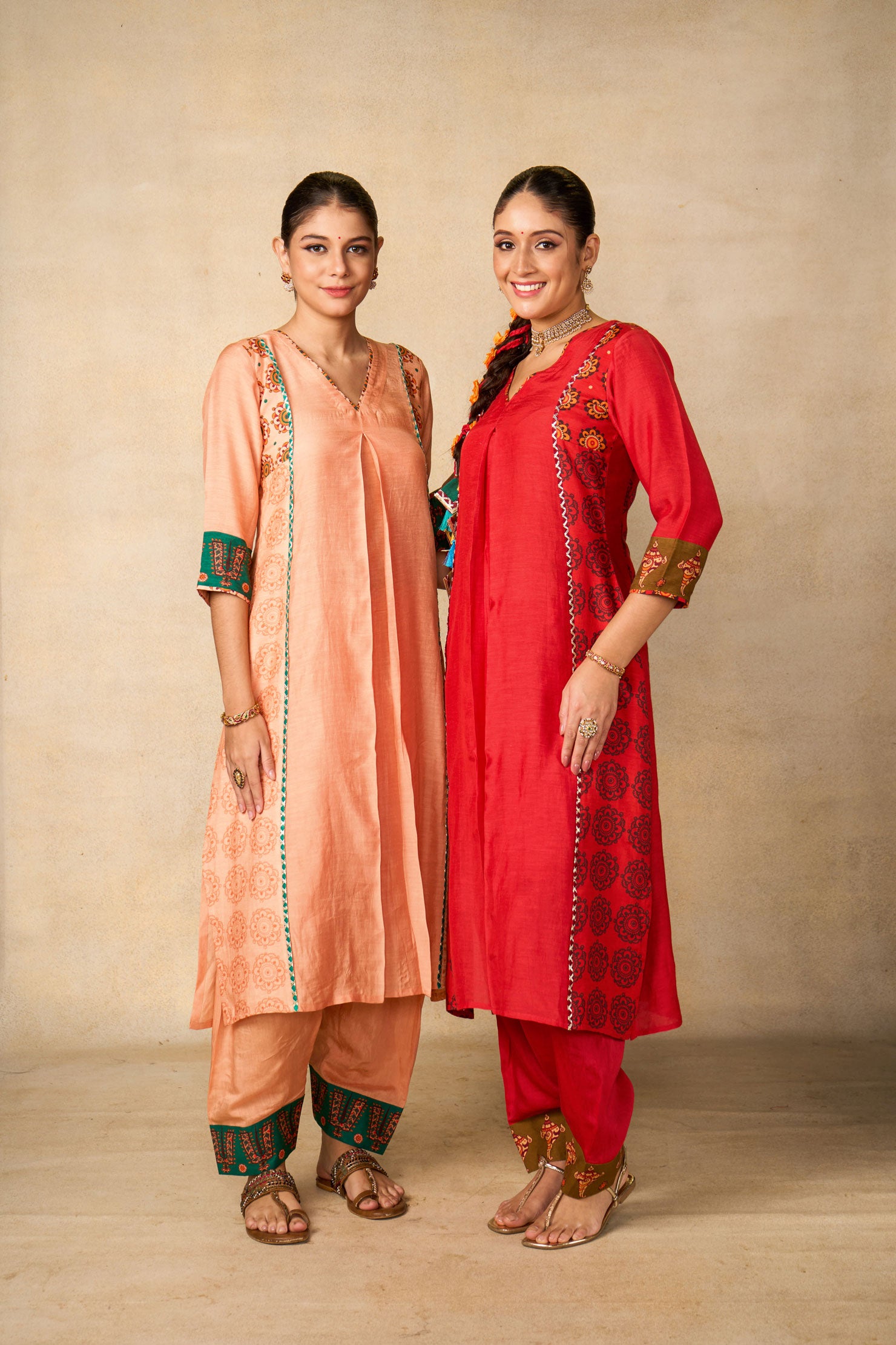 Ayodhya Aabha Red set of 2 ( kurta + salwar )