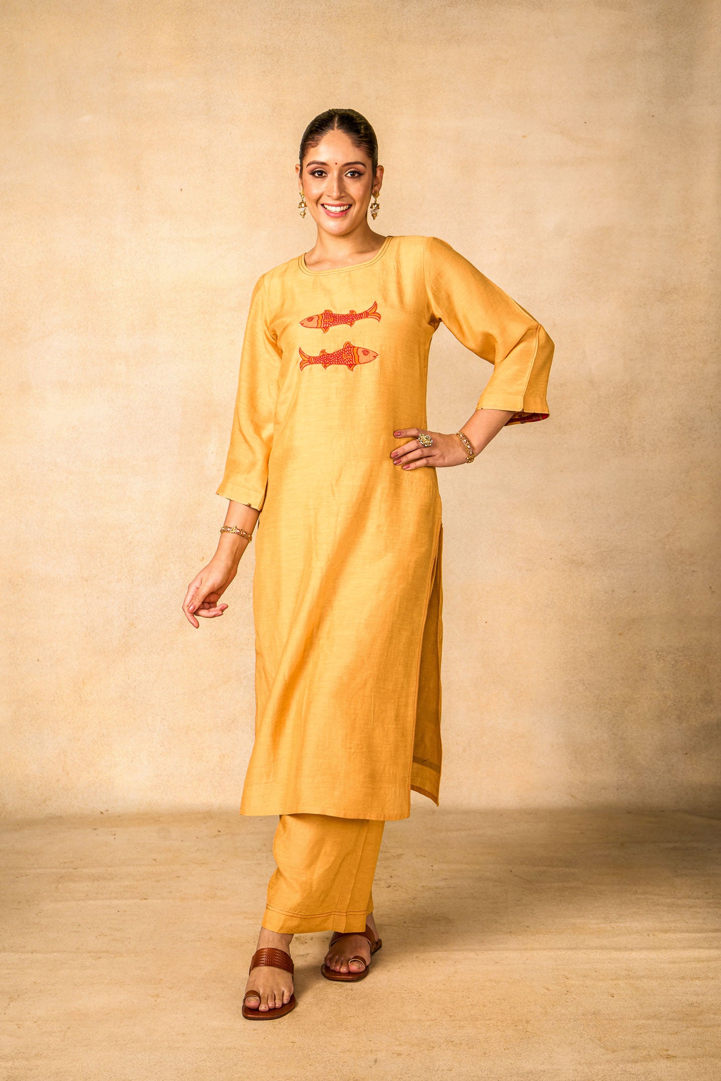 Matsya Tatva golden-cream co-ord set (set of 2)