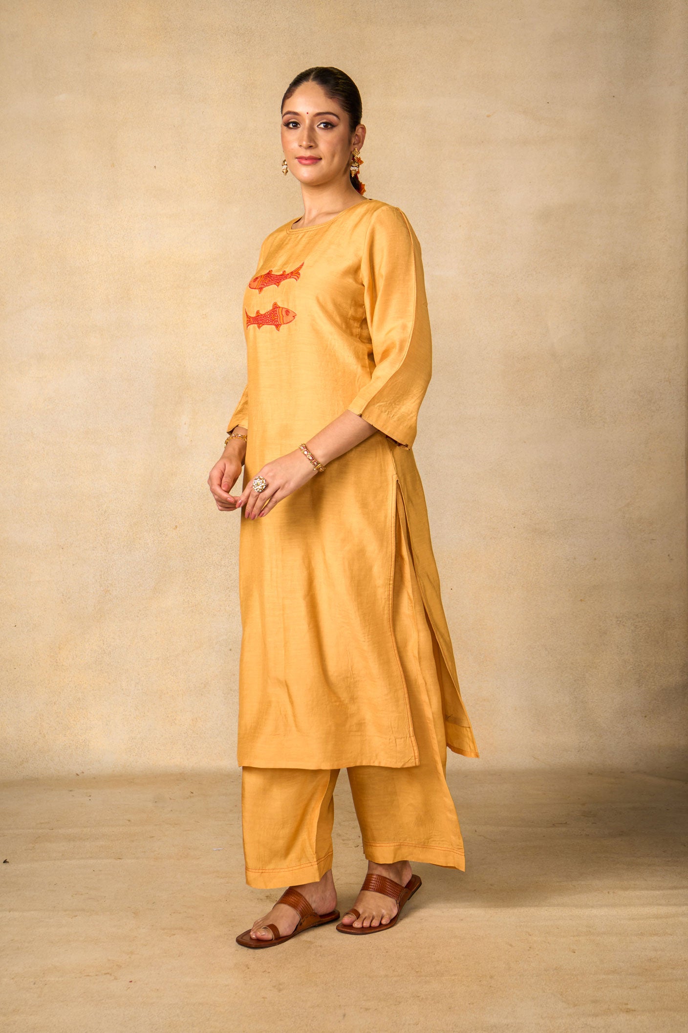 Matsya Tatva golden-cream co-ord set (set of 2)