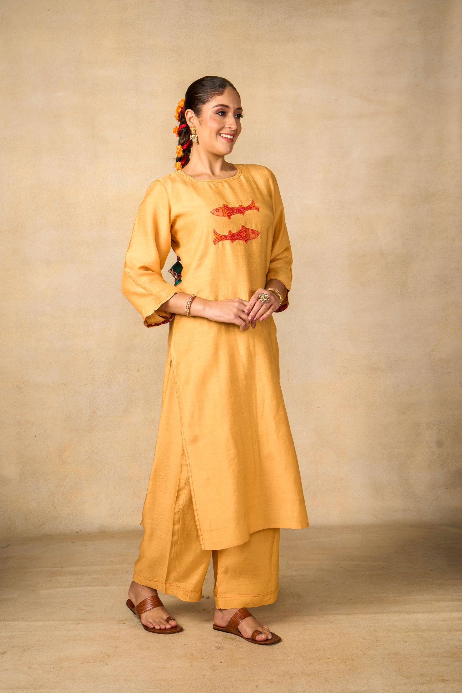 Matsya Tatva golden-cream co-ord set (set of 2)