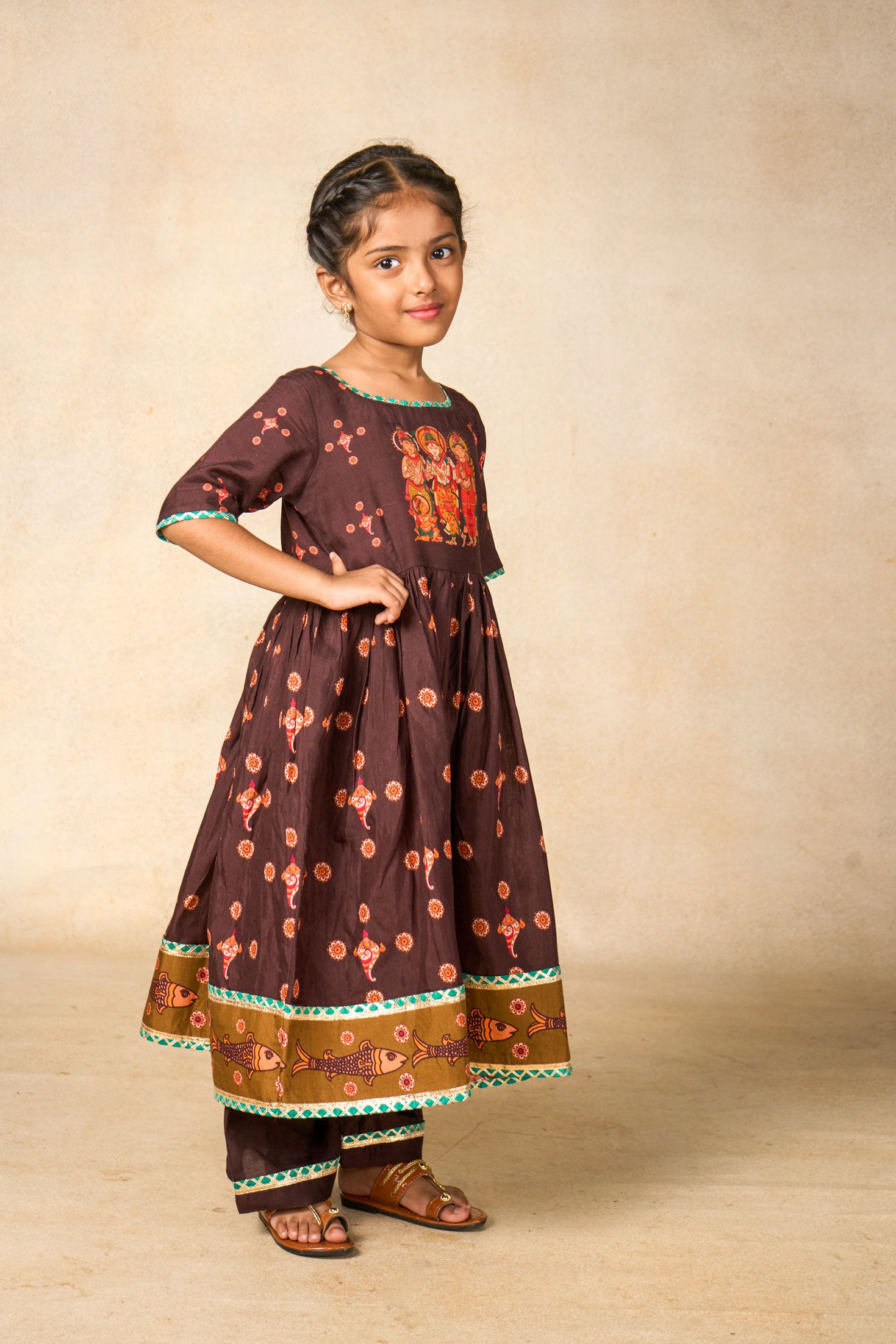 Sita coffee kurta palazzo set (set of 2)