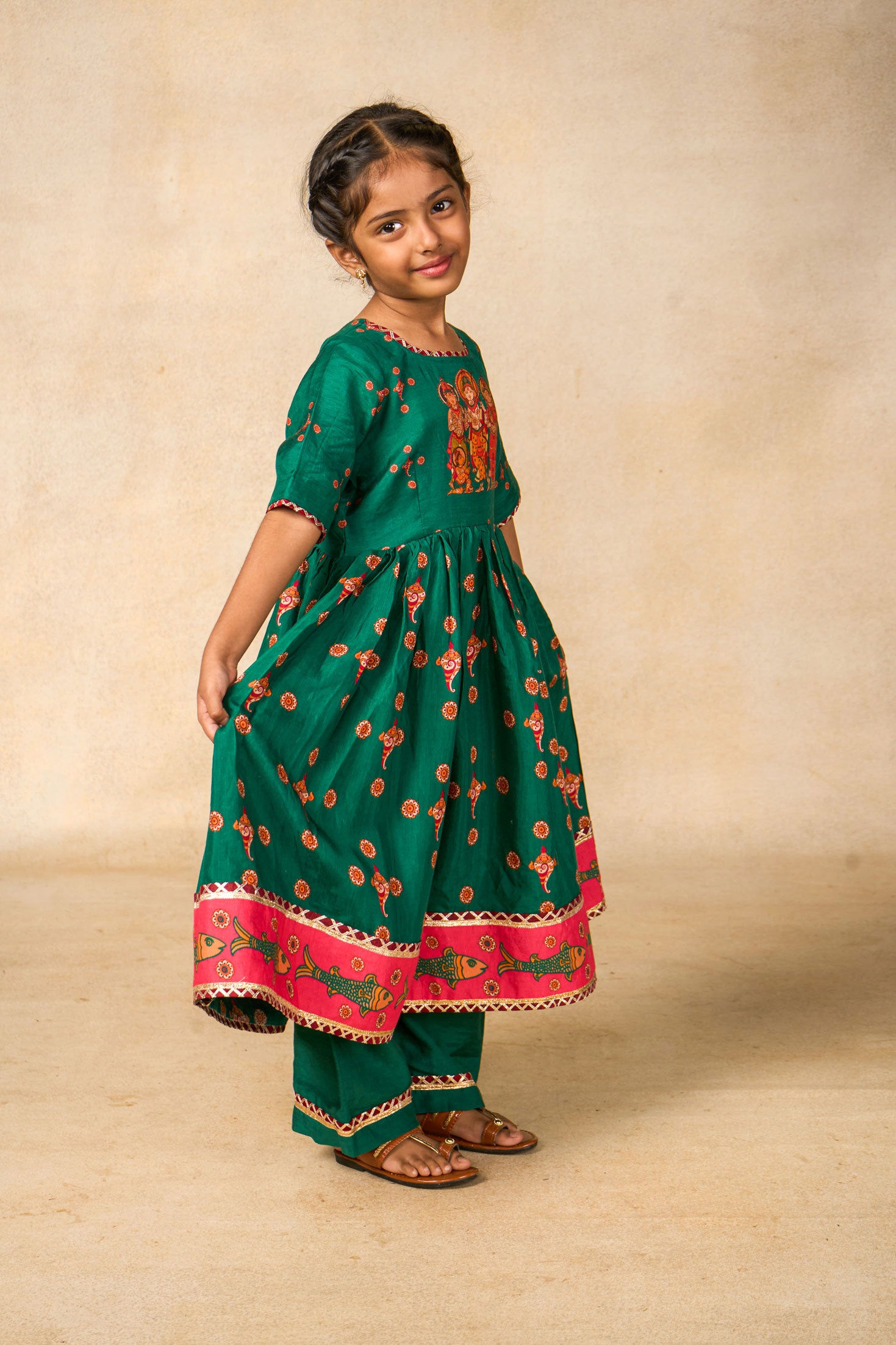 Sita emerald  kurta palazzo set (set of 2)