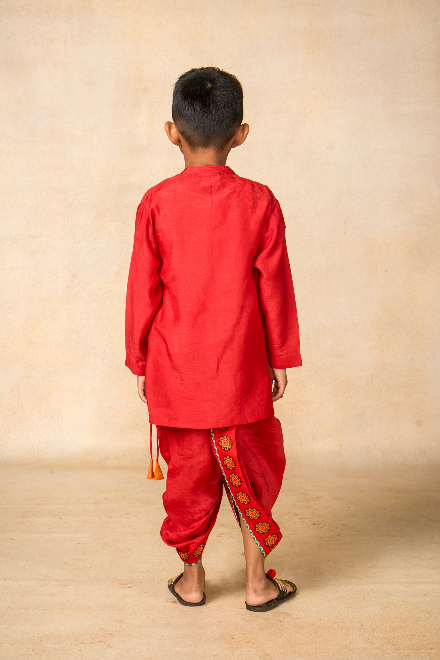 Hanu red kurta + dhoti set ( set of 2)