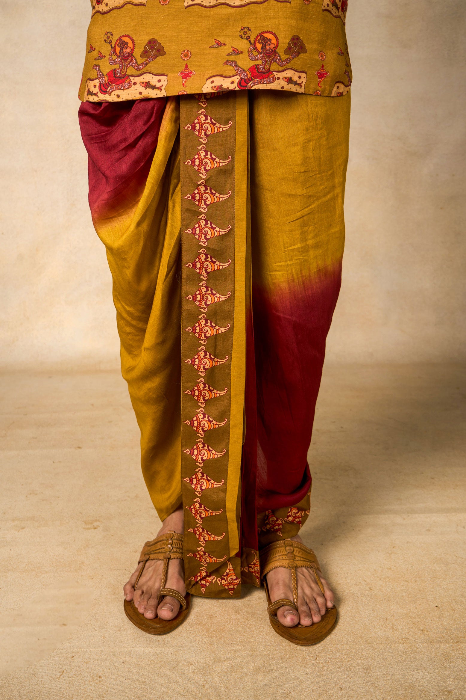 Vajraang dhoti + kurta oilve set (set of 2)