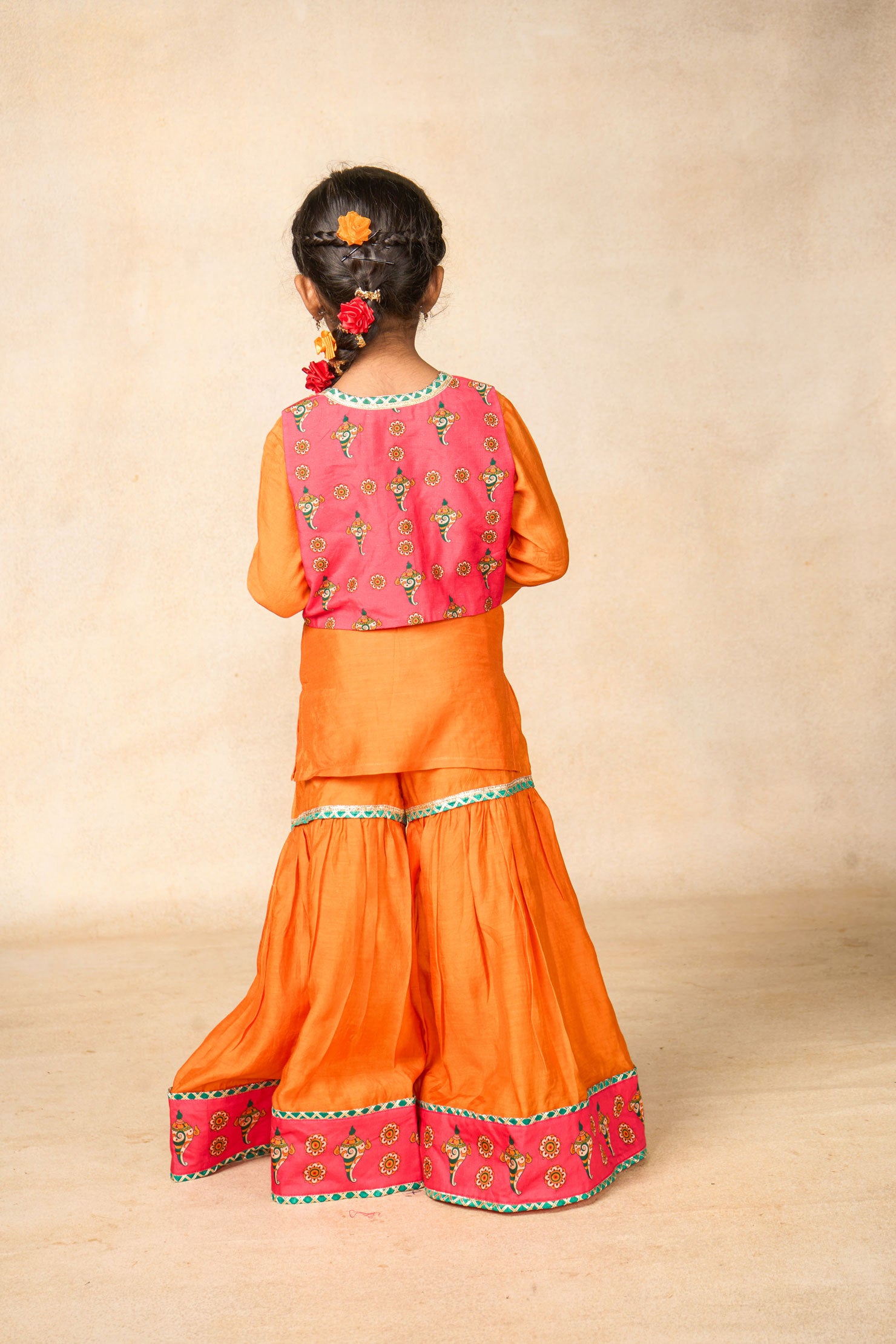 Ram Van mango kurta + Sharara +jacket set (set of 3)