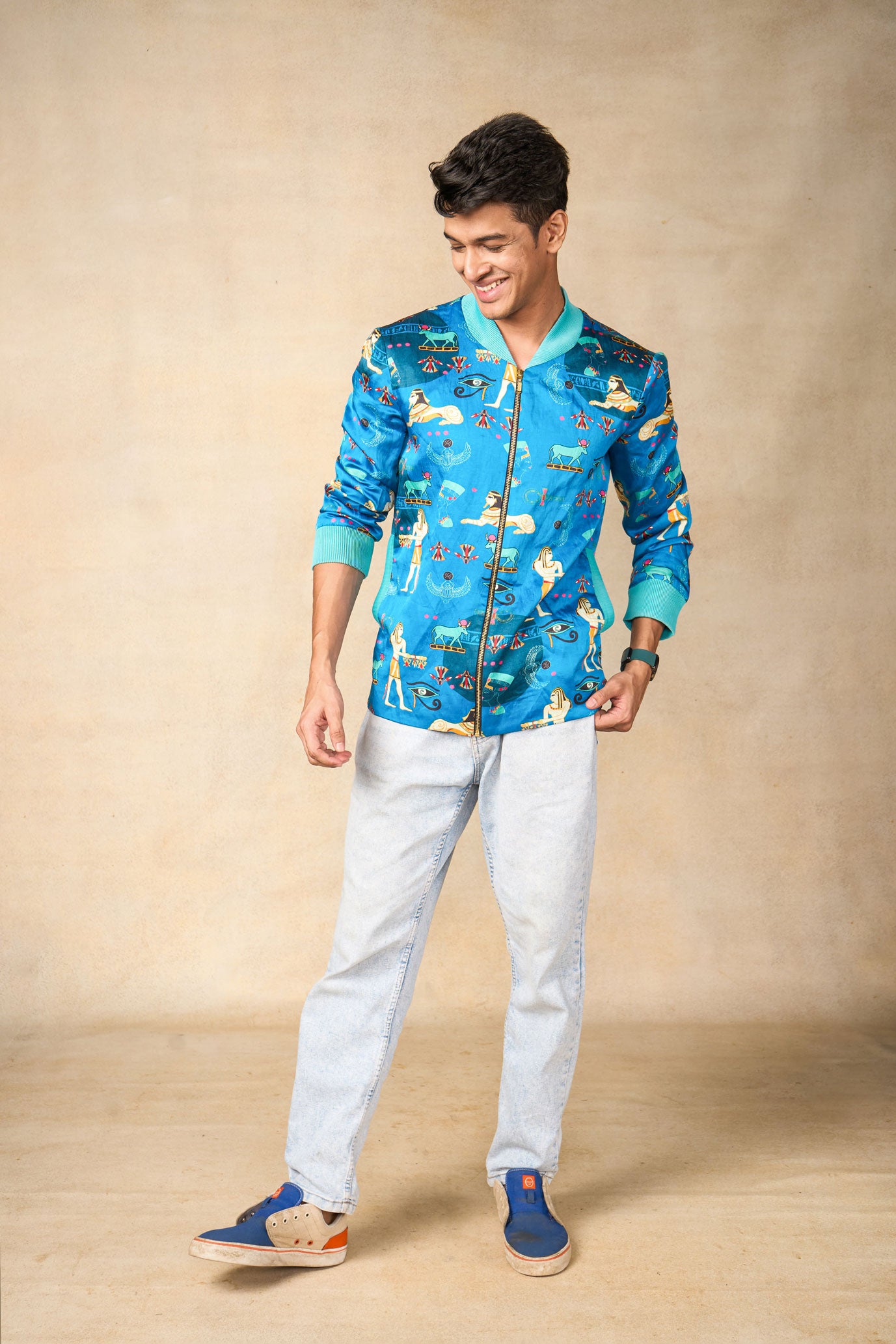 Sacred Symbols blue bomber jacket - man