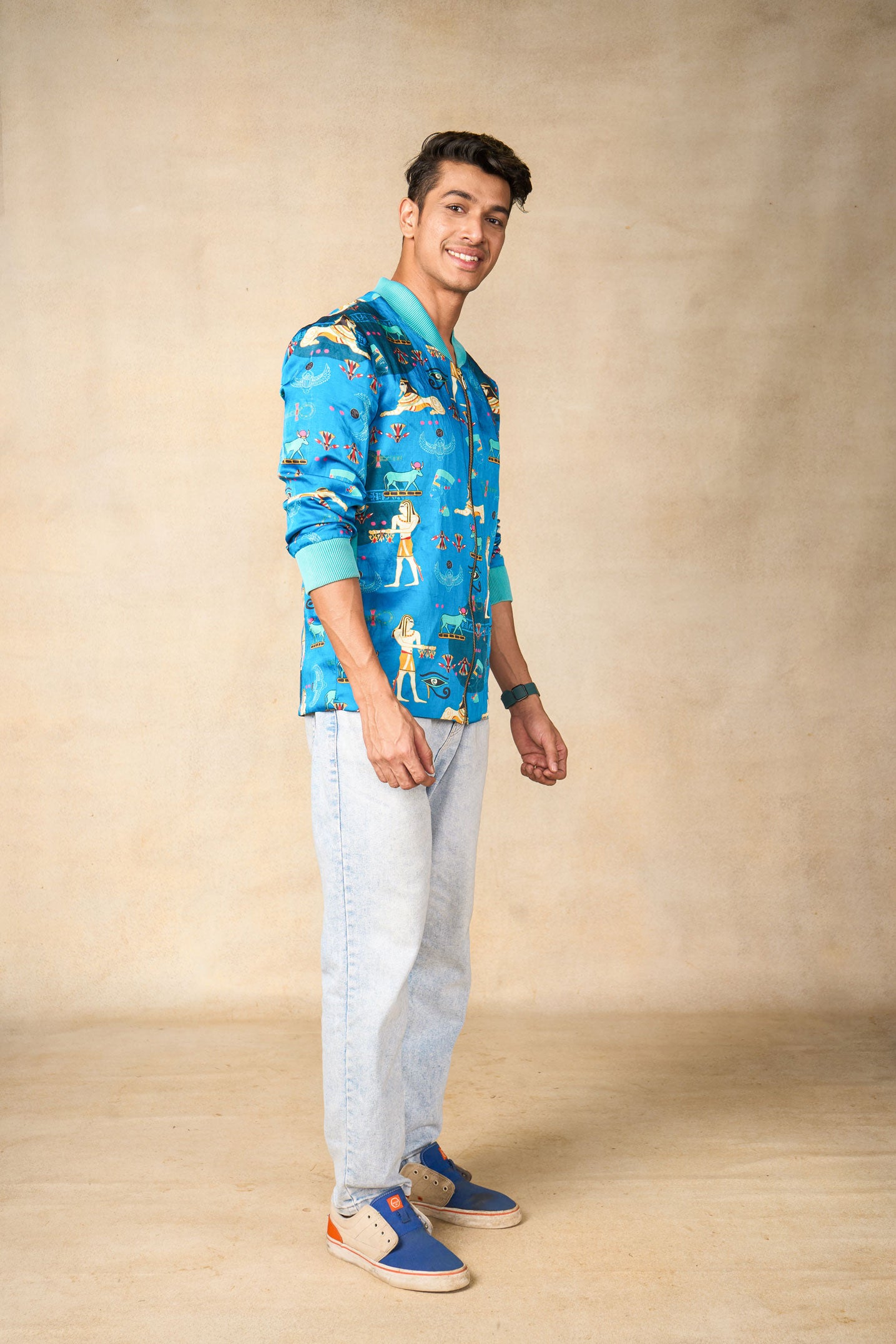 Sacred Symbols blue bomber jacket - man