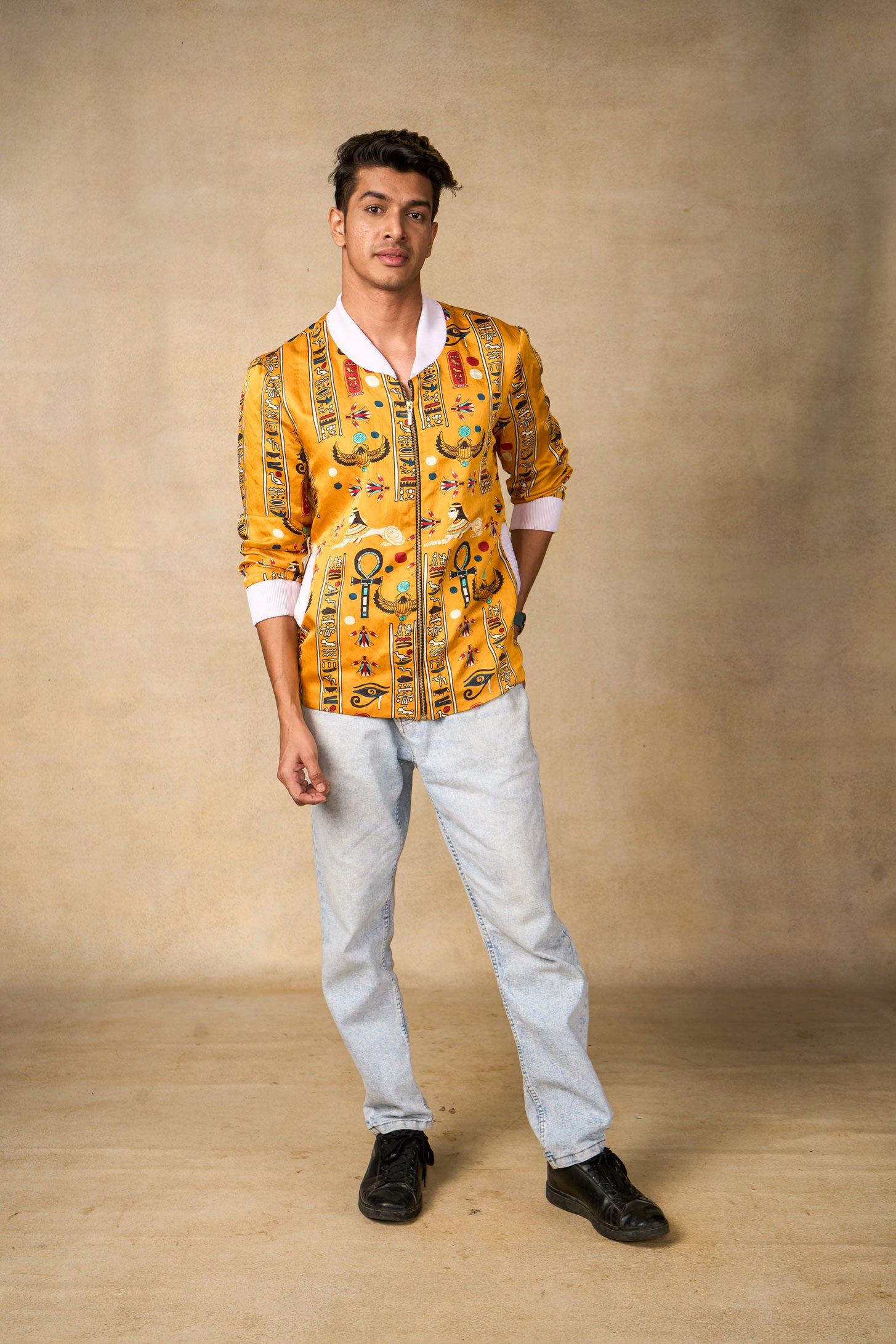 Sacred Symbols yellow bomber jacket - man