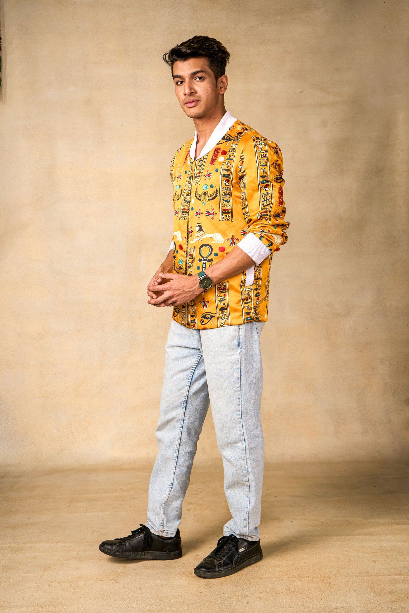 Sacred Symbols yellow bomber jacket - man