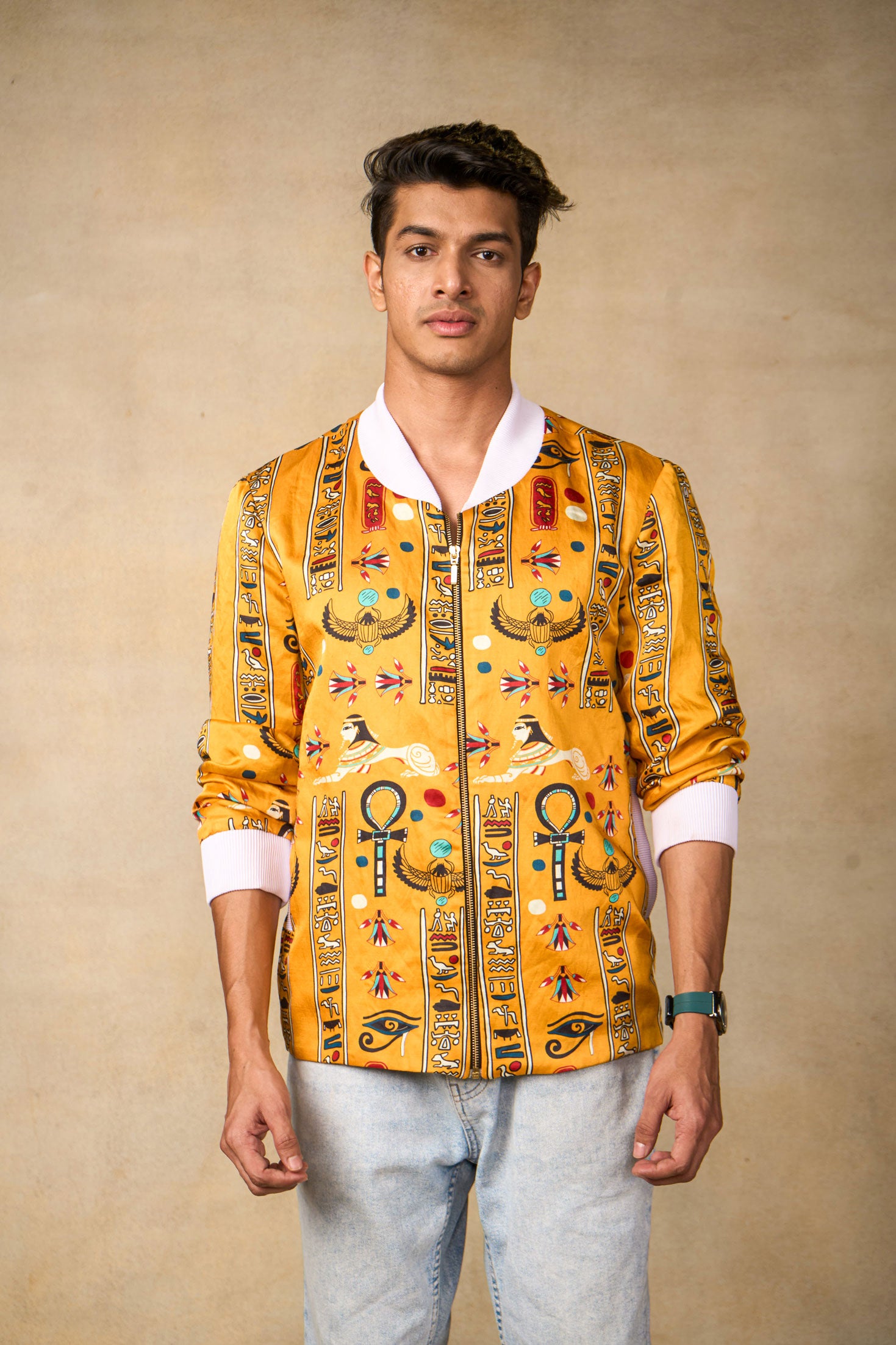 Sacred Symbols yellow bomber jacket - man