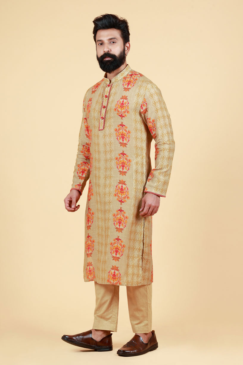 VIDYUT BEIGE KURTA+ PANT SET